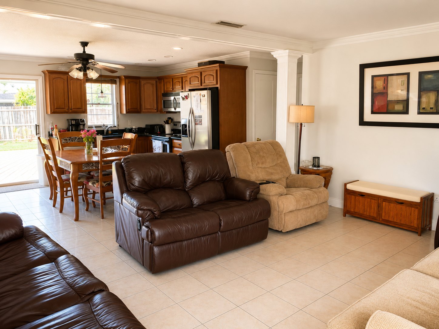 Shared living room and kitchen area